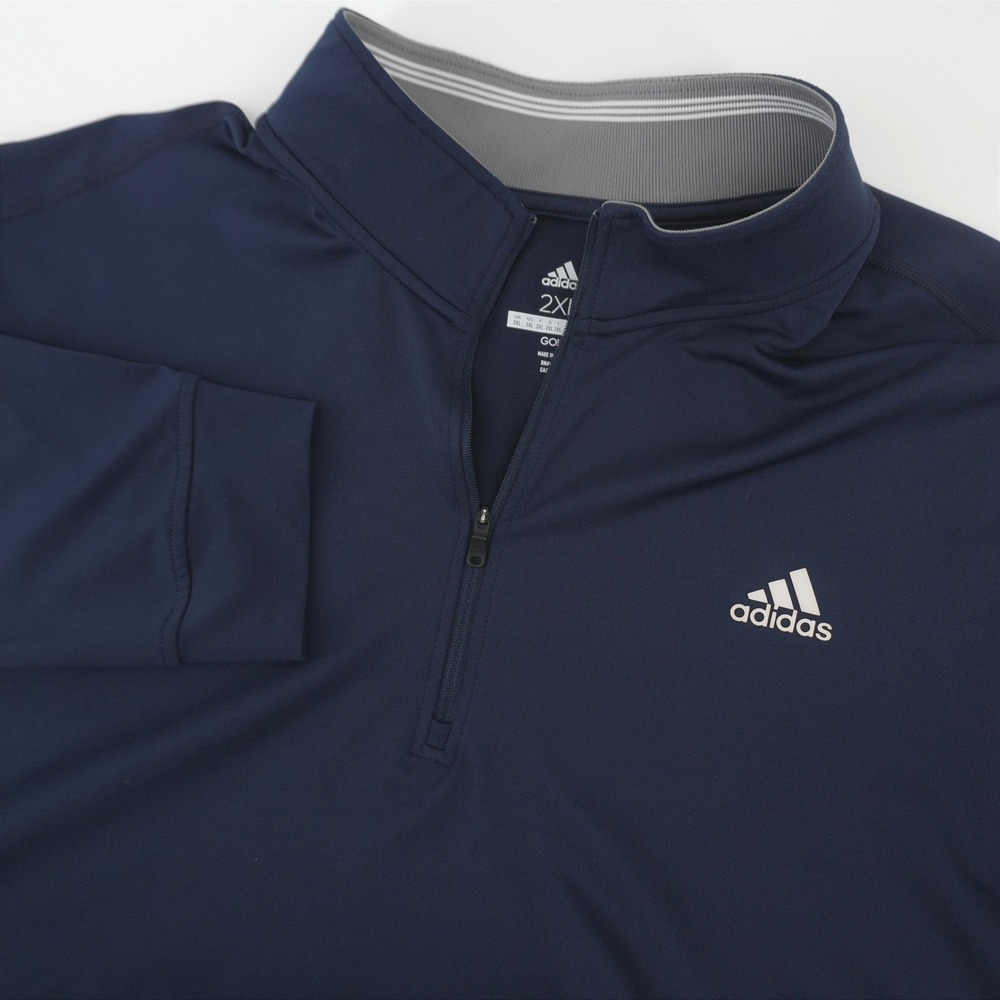 Adidas Golf Pullover Mens 2XL Navy Blue 1/4 Zip Performance Stretch RN88387